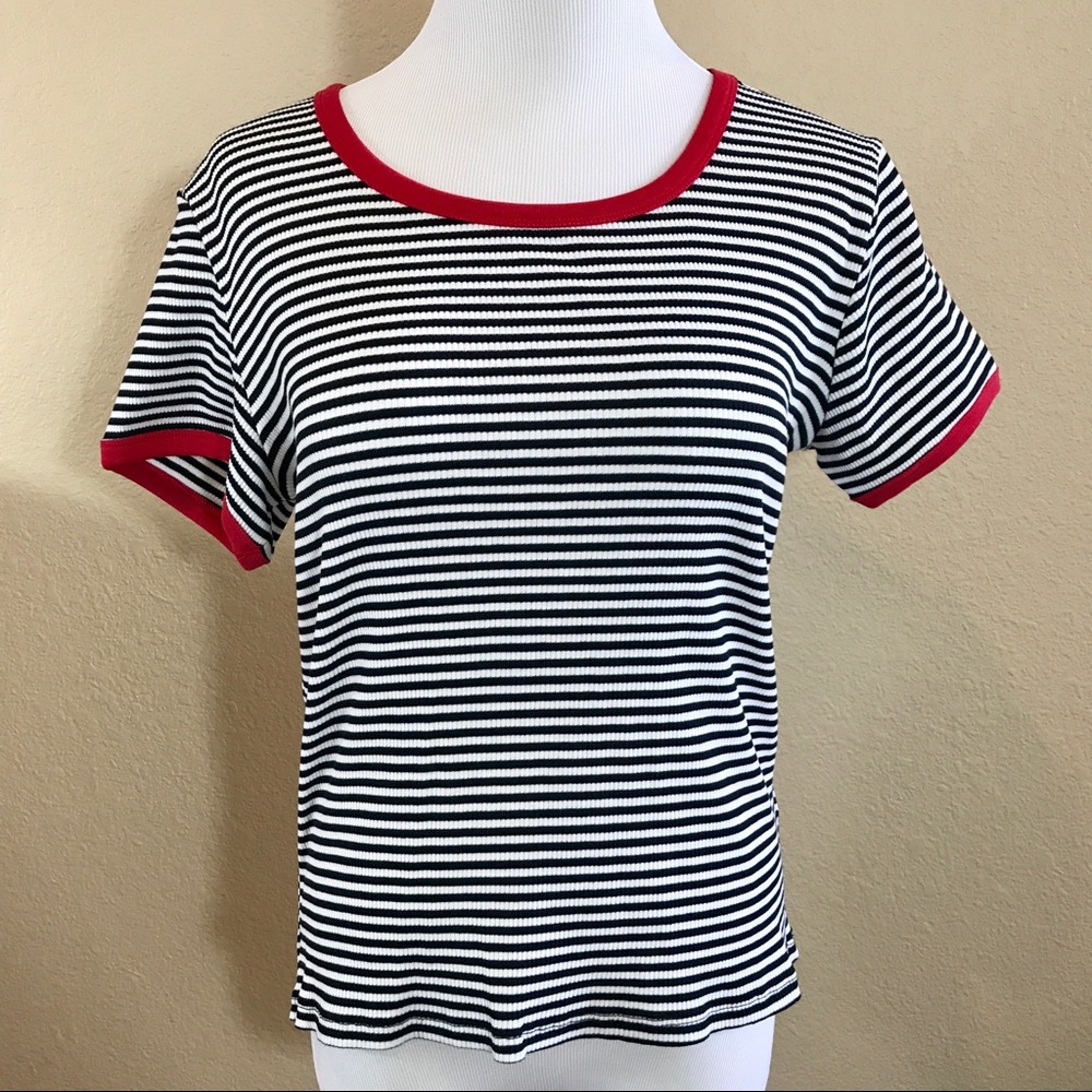 H&M Ribbed Striped Ringer Tee